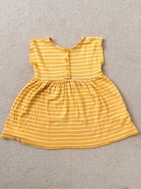 Hannah Yellow & White Striped Button-Front Casual Play Dress